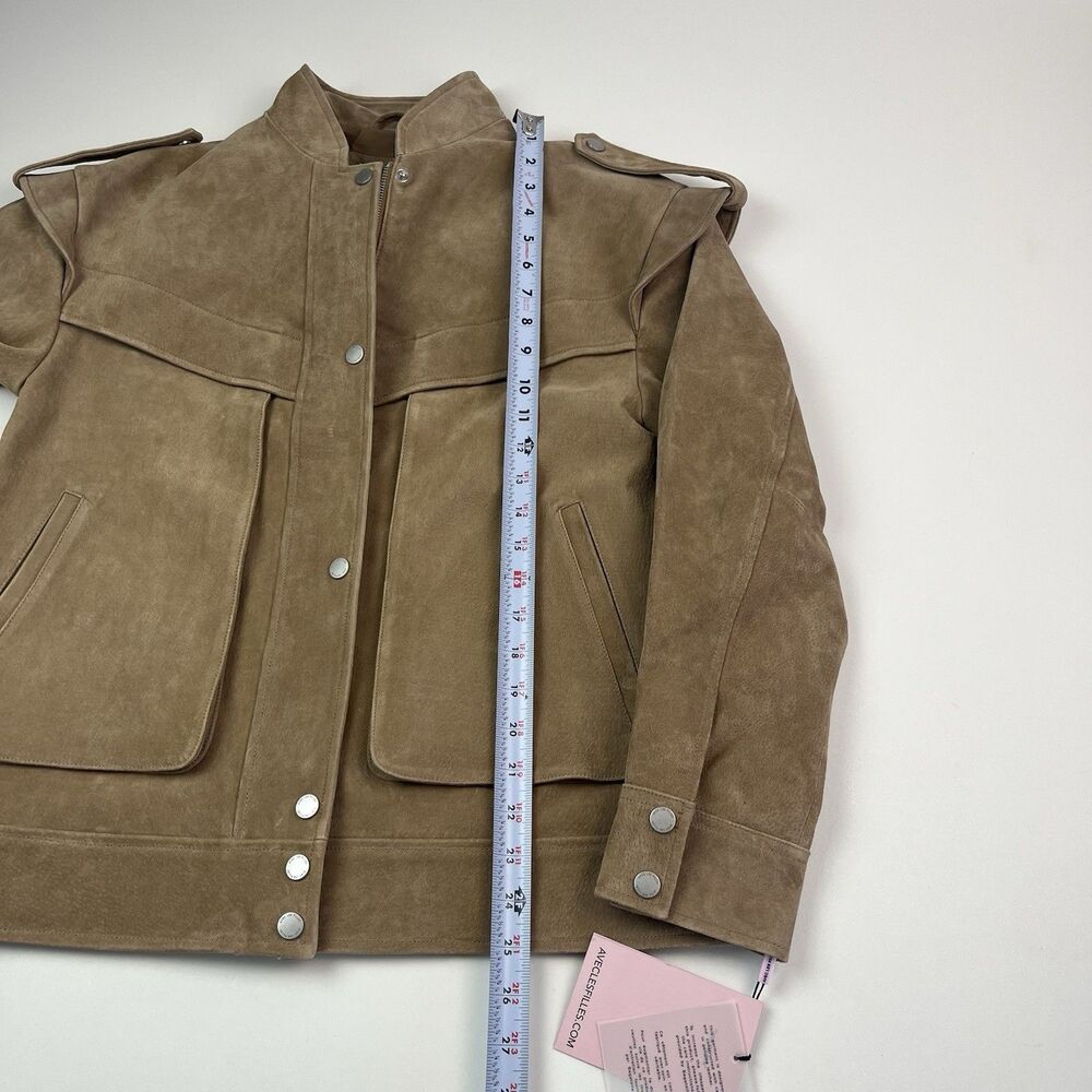 NWT Avec Les Filles Brown Suede Bomber Jacket S Leather Western Cowgirl Boho - Picture 9 of 12